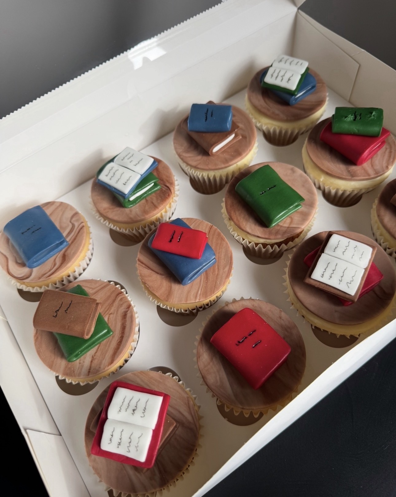 Book themed cupcakes for a teacher or reader